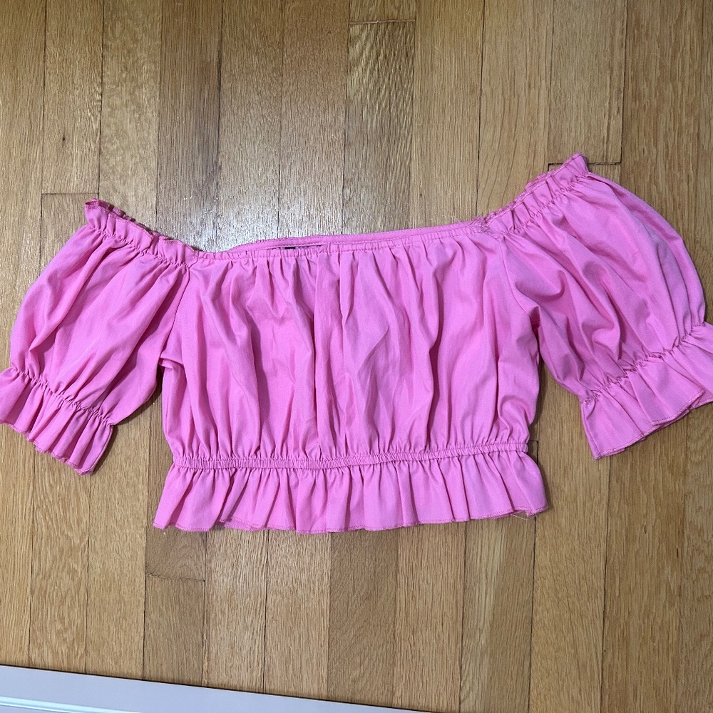 Pink Off the Shoulder Crop-Top